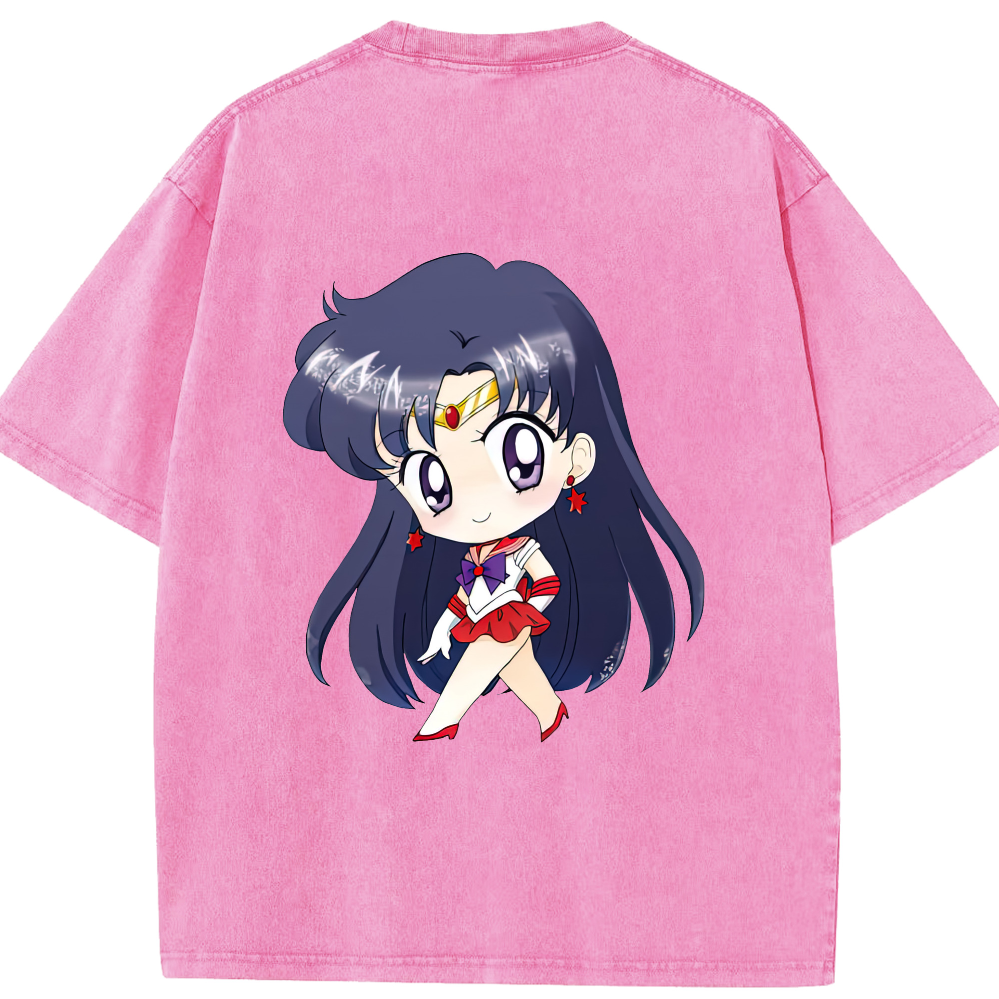 （画像用） 美少女戦士セーラームーン 火野レイ ひの レイ Sailor Moon Hino Rei （セーラーマーズ,Sailor Mars） 綿100% ヴィンテージ風 半袖Tシャツ（背面プリント）